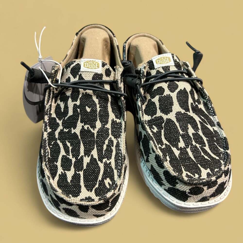 Hey Dude Women's Wendy Woven Cheetah Grey Slip-On Shoes - Picture 2 of 8